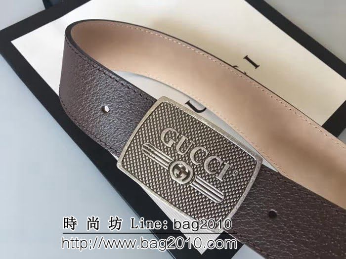 古馳CUCCI 頭層牛皮材料製作-豬皮紋 純銅五金男士皮帶 GHG1116